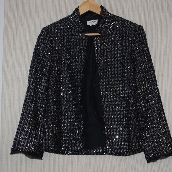Zadig & Voltaire deluxe Black and Silver Textured Blazer sequins women size S - Picture 5 of 17